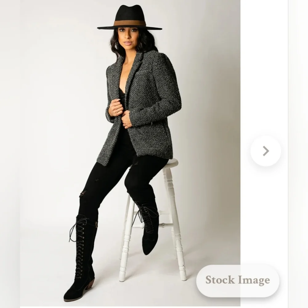 NWT MIA JOY Louve Blazer in Charcoal Black (Size: XL) - Picture 1 of 13